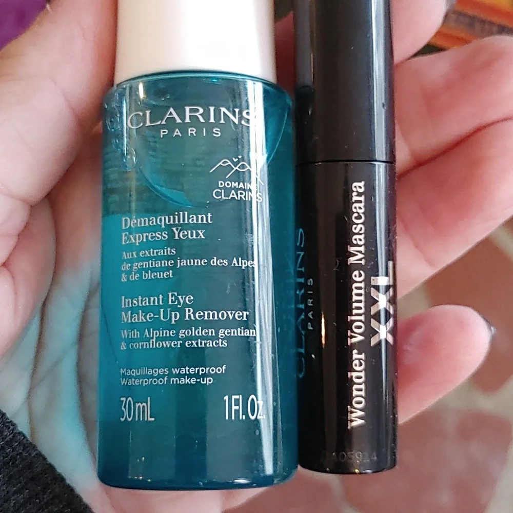 Clarins Set of Eye Makeup Remover & Wonder Volume XXL Extreme Black Mascara